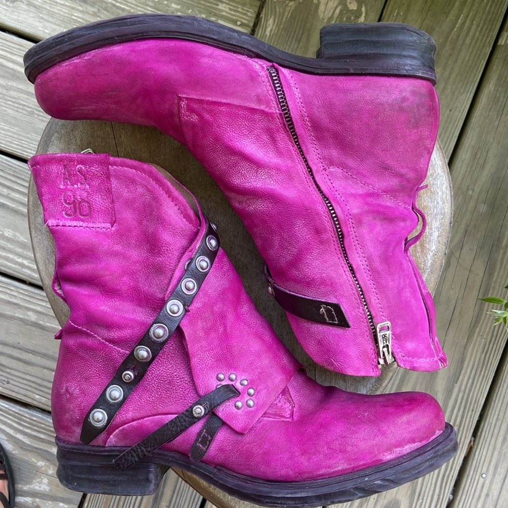 A.S.98 Sheffield Ankle Boot Fuchsia Pink Leather Women's Size 41 US 9.5 - 10 - Picture 11 of 14
